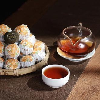 Yunnan Pu'er Tea Authentic Xinhui Smiley Face Xiaoqing (Green Snake) Mandarin Orange Palace Cooked Tea Tangerine Peel Pu'er Tea