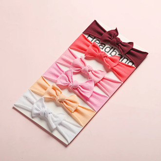 yuxic Newborn Baby Girl Headband Soft Nylon Knot Bows Infant Head Wrap Solid Color Babe Hairband Baby Headwear Hair Accessories