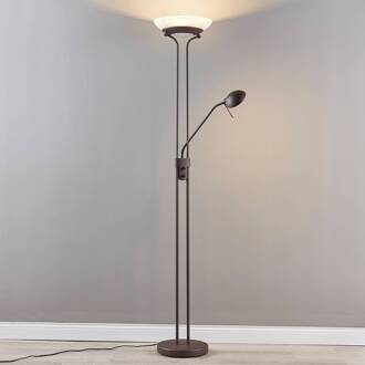 Yveta roestkleurige LED uplighter vloerlamp met dimmer roest, wit albasten