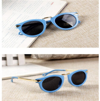 Ywjanp Kids Zonnebril Baby Jongens Meisjes Vintage Ronde Zonnebril Kinderen Pijl Glazen 100% Uv-bescherming Óculos De Sol Gafas Blauw