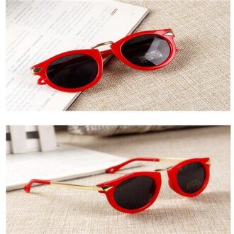 Ywjanp Kids Zonnebril Baby Jongens Meisjes Vintage Ronde Zonnebril Kinderen Pijl Glazen 100% Uv-bescherming Óculos De Sol Gafas Rood