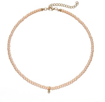 YWZIXLN Trend Elegante Sieraden Bruiloft Grote Parelsnoer Voor Vrouwen Mode Witte Imitatie Parel Choker Ketting N0179 Goud-kleur