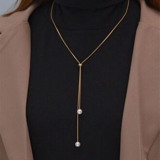 YWZIXLN Trend Elegante Sieraden Bruiloft Grote Parelsnoer Voor Vrouwen Mode Witte Imitatie Parel Choker Ketting N0179 Imitation Rhodium verguld