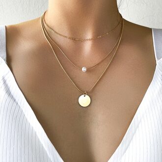 YWZIXLN Trend Elegante Sieraden Bruiloft Grote Parelsnoer Voor Vrouwen Mode Witte Imitatie Parel Choker Ketting N0179 zwart geweer verguld