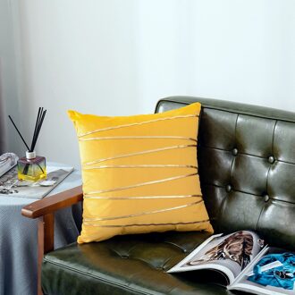 Ywzn Zwarte En Witte Geometrische Decoratieve Kussenslopen Polyester Sierkussen Case Gestreepte Geometrische Kussensloop Kussensloop geel-113-4