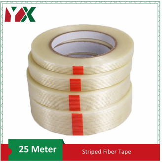 YX 25M Adhesive Fiberglass Tape, Strip Fiber Tape for Packing 5mm 8mm 10mm 12mm 15mm 18mm 20mm 25mm