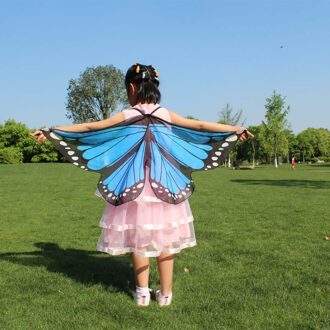 # Z40 Zomer Kind Kids Shawl Sjaal Jongens Meisjes Bohemian Vlinder Print Sjaal Pashmina Party Dance Kostuum Accessoire lucht blauw