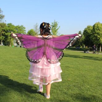 # Z40 Zomer Kind Kids Shawl Sjaal Jongens Meisjes Bohemian Vlinder Print Sjaal Pashmina Party Dance Kostuum Accessoire paars