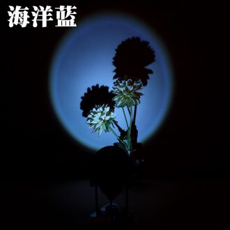 Z50 Sfeer Zonsondergang Projectie Led Nachtlampje Regenboog Zonsondergang Projector Lamp Voor Thuis Coffe Winkel Achtergrond Wanddecoratie blauw