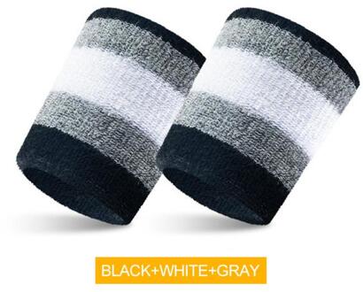 Zacht En Comfortabel Sport Polsband Katoen Yoga Warm Ademend Handdoek Guard Basketbal Badminton Zweet-Absorberende Katoenen 2 zwart en wit