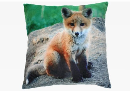Zacht Sierkussen - vossenprint - 35 x 35 cm - polyester - dieren kussentjes