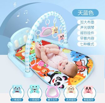 Zachte Baby Speelkleed Puzzel Spel Speelgoed Met Piano Toetsenbord Activity Play Piano Speelgoed Multifunctionele Rammelaar Lichte Muziek deken blauw