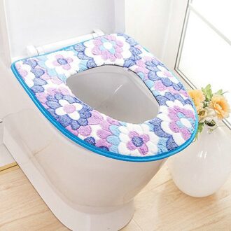 Zachte Badkamer Toilet Seat Closestool Wasbare Warmer Mat Cover Pad Kussen Badkamer Wc Toiletbril Wc Toilet Seat Cover Blauw
