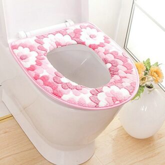 Zachte Badkamer Toilet Seat Closestool Wasbare Warmer Mat Cover Pad Kussen Badkamer Wc Toiletbril Wc Toilet Seat Cover Roze