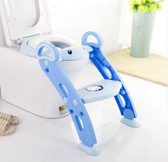 Zachte Base Plastic Kinderen Wc Kindje Wc Training Vouwen Potje Ladder Toiletbril Wc Blauw