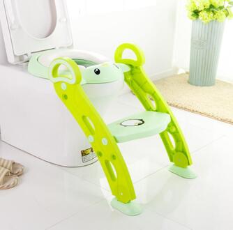 Zachte Base Plastic Kinderen Wc Kindje Wc Training Vouwen Potje Ladder Toiletbril Wc groen