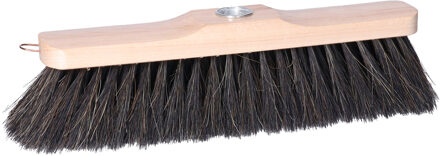 Zachte bezemkop - zwart - 28 cm - hout - binnengebruik - Incl. metalen schroefdraad