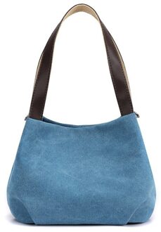 Zachte Canvas Luxe Handtassen Vrouwen Tassen Handtassen Schouder Messenger Bag Dames Handtas Schoudertas Purse Blauw