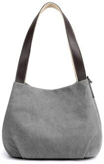 Zachte Canvas Luxe Handtassen Vrouwen Tassen Handtassen Schouder Messenger Bag Dames Handtas Schoudertas Purse Grijs