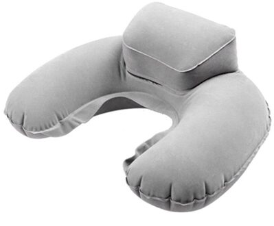 Zachte Draagbare Reizen Opblaasbare Nekkussen U Vorm Blow Up Hals Kussen Pvc Massaal Voor Familie Vriend Kid Beste grijs
