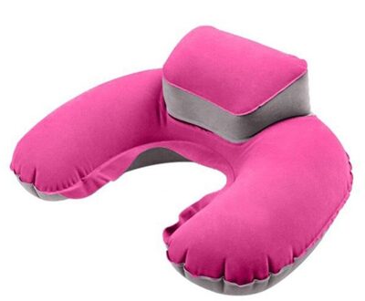 Zachte Draagbare Reizen Opblaasbare Nekkussen U Vorm Blow Up Hals Kussen Pvc Massaal Voor Familie Vriend Kid Beste heet roze