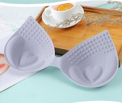 Zachte Effen Kleur Vrouwen Borst Padded Pad Insert Latex Bh Enhancer Push Up -Vormige Comfortabele Universele Beha gewatteerde grijs