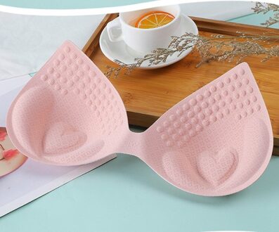 Zachte Effen Kleur Vrouwen Borst Padded Pad Insert Latex Bh Enhancer Push Up -Vormige Comfortabele Universele Beha gewatteerde roze