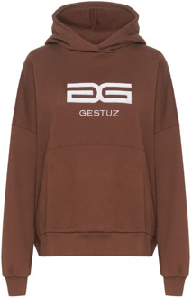 Zachte en Comfortabele Hoodie Sweatshirt in Desert Brown Gestuz , Brown , Dames - Xs/S,M/L