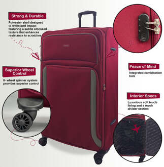Zachte, extra grote bagage met 8 wielen, lichte reiskoffer Bourgogne - XL