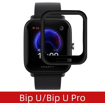 Zachte Fibre Glas Beschermende Film Cover Voor Xiaomi Huami Amazfit Horloge Bip U Pro/Bip U Full Screen Protector horloge Case zwart Film / 2 stk
