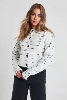 Zachte Gebreide Marl Boxy Gebreide Cardigan, Ecru - S