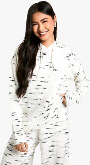 Zachte Gebreide Marl Oversized Gebreide Hoody, Ecru - L