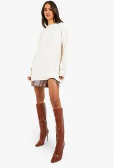Zachte Gebreide Oversized Crewneck Trui, Stone - M