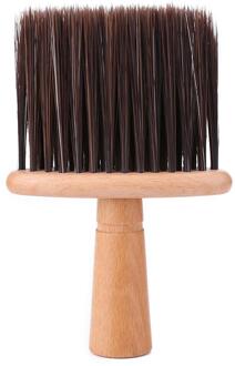 Zachte Hals Gezicht Duster Borstels Kapper Salon Snijden Haar Schoon Haarborstel Houten Handvat Salon Snijden Hairdressier Kapper Accessoire bruin