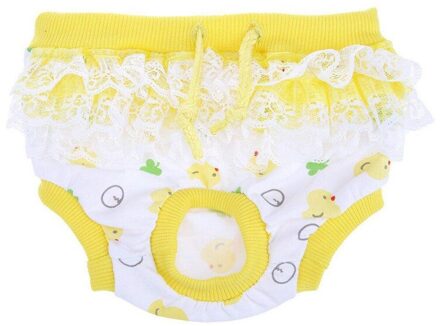 Zachte Honden Sanitaire Fysiologische Broek Chiffon Wasbare Huisdier Onderbroek Shorts Ondergoed Lace Side Fysiologische Broek Geel / XL