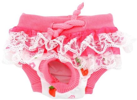Zachte Honden Sanitaire Fysiologische Broek Chiffon Wasbare Huisdier Onderbroek Shorts Ondergoed Lace Side Fysiologische Broek Roze / L