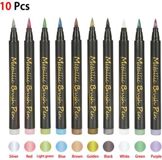 Zachte Hoofd Metalen Marker Water Gebaseerde Verf Kleur Notitie Pen Geschikt Voor Keramische Wenskaart Schilderen Graffiti 10 kleuren