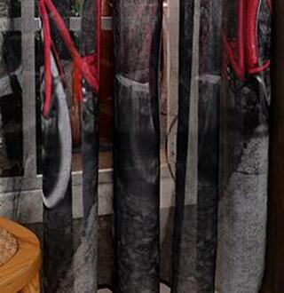 Zachte Katoen Linnen Stof Sheer Tule Gordijnen Voor Slaapkamer Fiets Gordijnen Voor Keuken Gordijnen Tule Sheers 1 Pc rood bicycle / w100 x h270cm