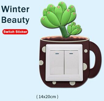 Zachte Lijm Lichtgevende Lichtschakelaar Outlet Muursticker Creatieve Cartoon Cactus Stickers Woonkamer Slaapkamer Wasbare P1