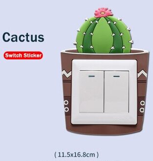 Zachte Lijm Lichtgevende Lichtschakelaar Outlet Muursticker Creatieve Cartoon Cactus Stickers Woonkamer Slaapkamer Wasbare P3