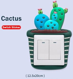 Zachte Lijm Lichtgevende Lichtschakelaar Outlet Muursticker Creatieve Cartoon Cactus Stickers Woonkamer Slaapkamer Wasbare P4