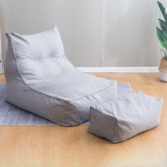 Zachte Lounger Zetel Solide Pedaal Hoes Luie Sofa Cover Beschermende Alle Seizoenen Thuis Bean Bag Wasbare Slaapkamer Woonkamer Poef Gentleman grijs 2