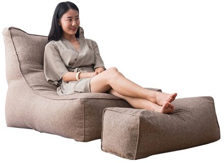 Zachte Lounger Zetel Solide Pedaal Hoes Luie Sofa Cover Beschermende Alle Seizoenen Thuis Bean Bag Wasbare Slaapkamer Woonkamer Poef Linen bruin 2