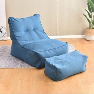 Zachte Lounger Zetel Solide Pedaal Hoes Luie Sofa Cover Beschermende Alle Seizoenen Thuis Bean Bag Wasbare Slaapkamer Woonkamer Poef saffier blauw 2