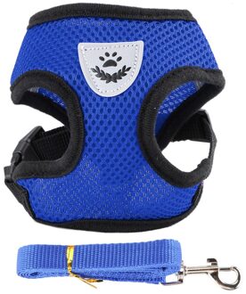 Zachte Polyester Huisdier Vest Verstelbare Hond Kat Mesh Harnas Halsbanden Voor Kleine Middelgrote Hond Levert Blauw / S