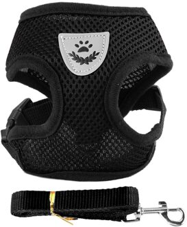 Zachte Polyester Huisdier Vest Verstelbare Hond Kat Mesh Harnas Halsbanden Voor Kleine Middelgrote Hond Levert zwart / L