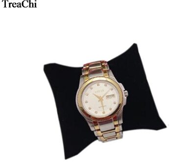 Zachte Sieraden Display Kussen Pu Leer Fluwelen Horloge Armband Chain Bangle Kussen Houder Stand zwart Velvet