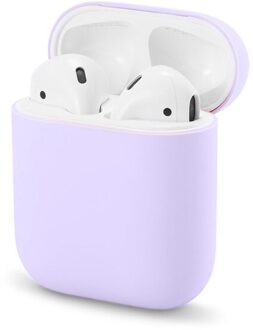 Zachte Siliconen Case Beschermhoes Voor Airpods Bluetooth Oortelefoon Siliconen Cover Voor Shockproof Sleeve Met Haak 1stk paars