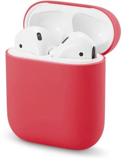 Zachte Siliconen Case Beschermhoes Voor Airpods Bluetooth Oortelefoon Siliconen Cover Voor Shockproof Sleeve Met Haak 1stk rood