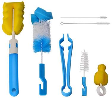 Zachte Spons Borstel Fles Beker Wijn Glas Wassen Schoonmaken Keuken Cleaner Tool Wassen Schoonmaken Keuken Cleaner Tool Cup Glas 03 7stk blauw